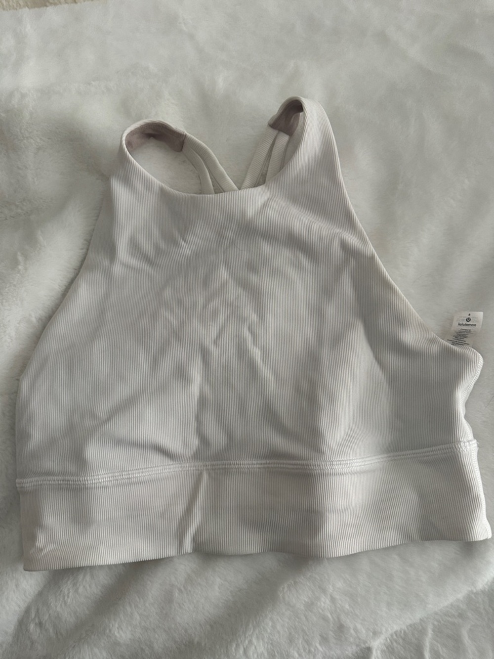 lululemon athletica Soft White Ribbed High-Neck Sports Bra